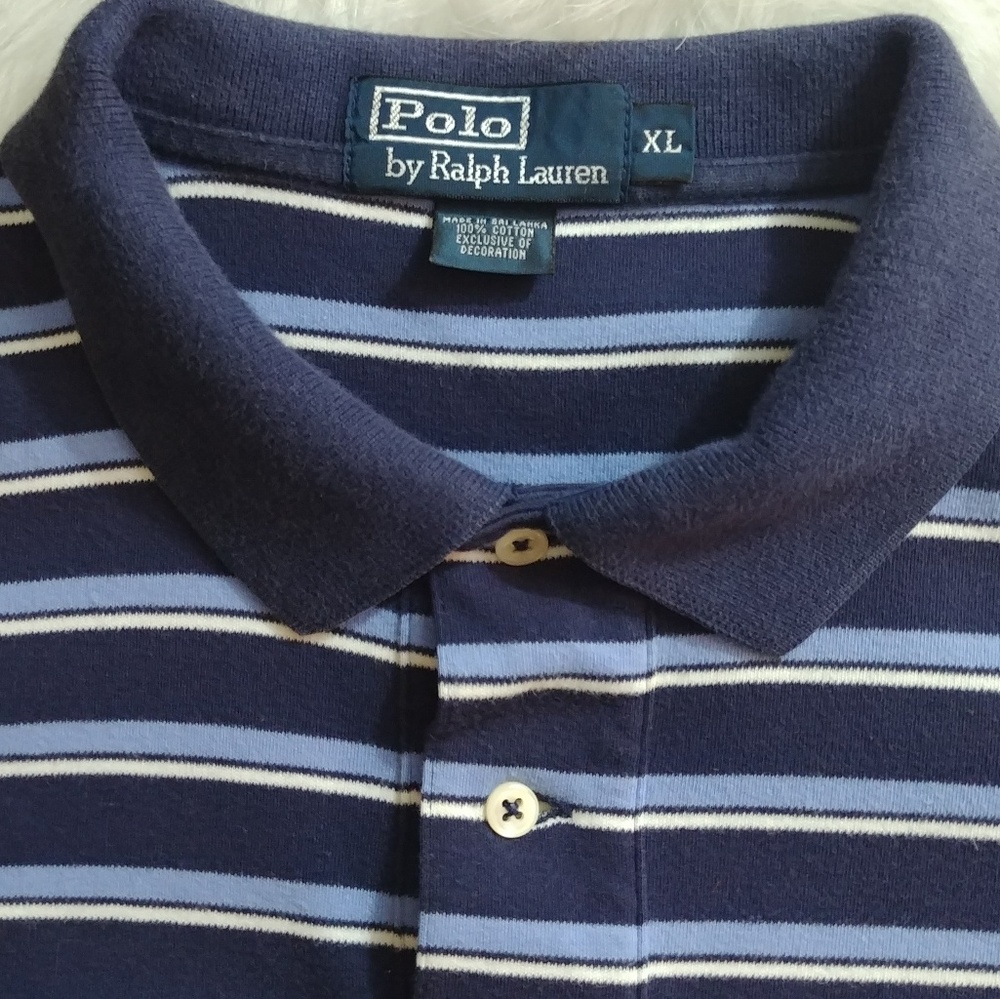 R.L. Polo blue striped polo shirt